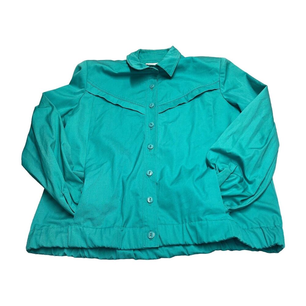 Country Suburbans Long-Sleeved Button-Down Jacket Teal Pockets Women’s Size 12 - Picture 8 of 8